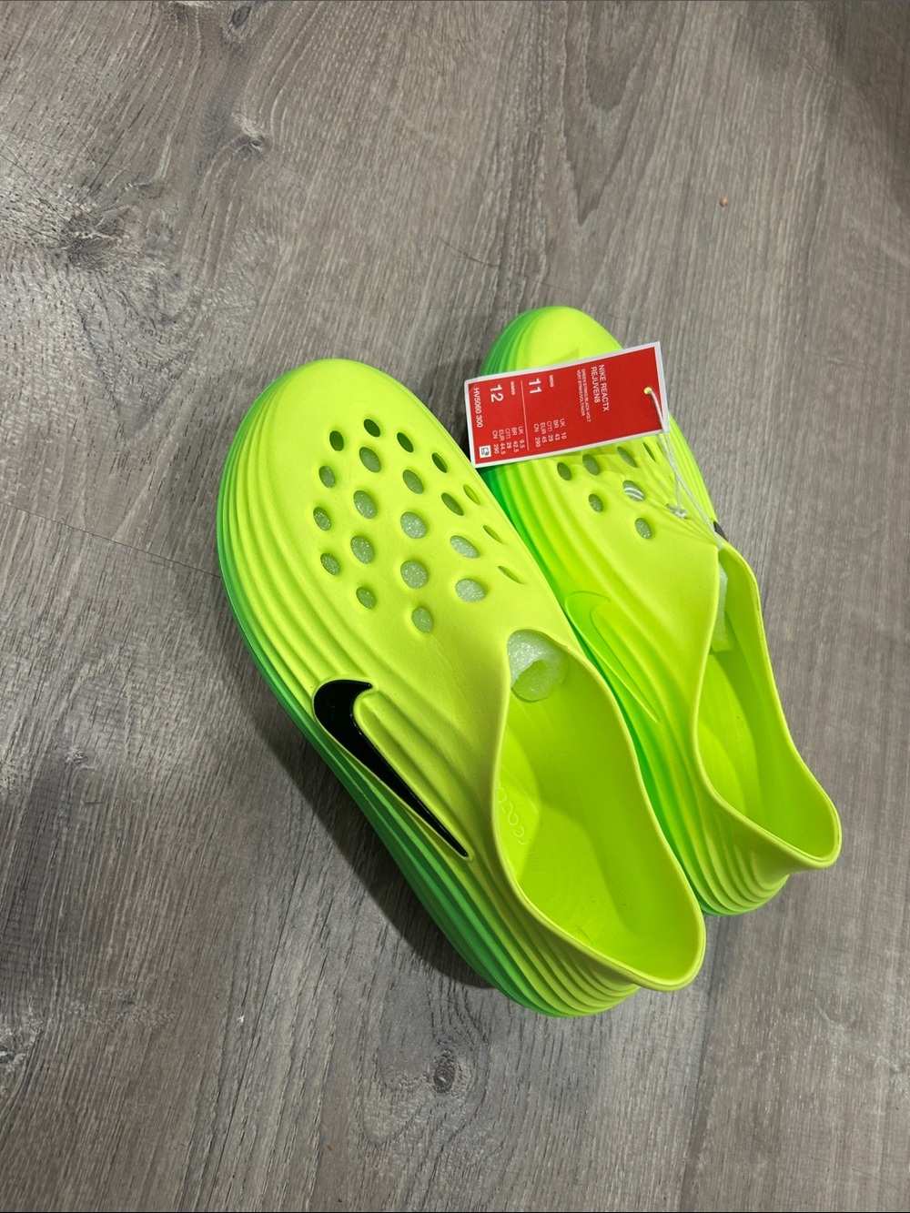Nike Mens Neon Green Slip-On Clog